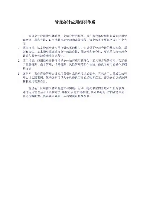 管理会计应用指引体系