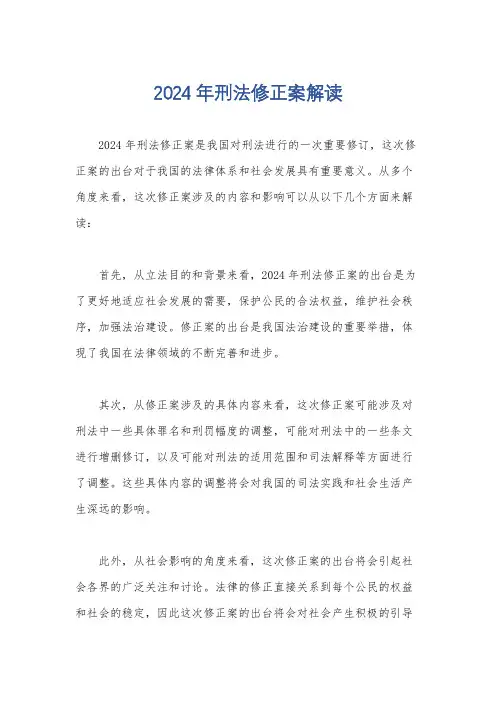 2024年刑法修正案解读