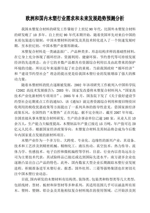 欧洲和国内木塑行业需求和未来发展趋势预测分析