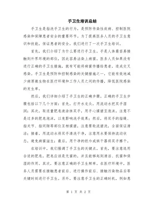 手卫生培训总结