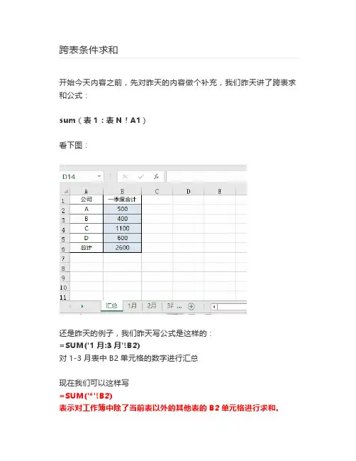 【Excel教程】跨表条件求和