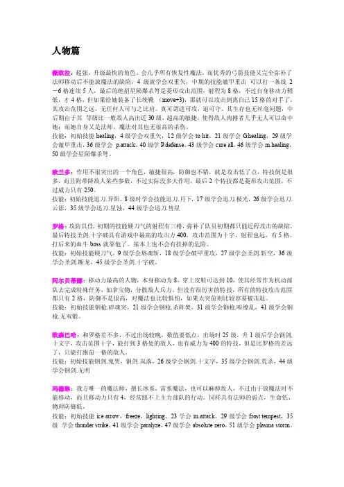 阿玛迪斯战记角色点评