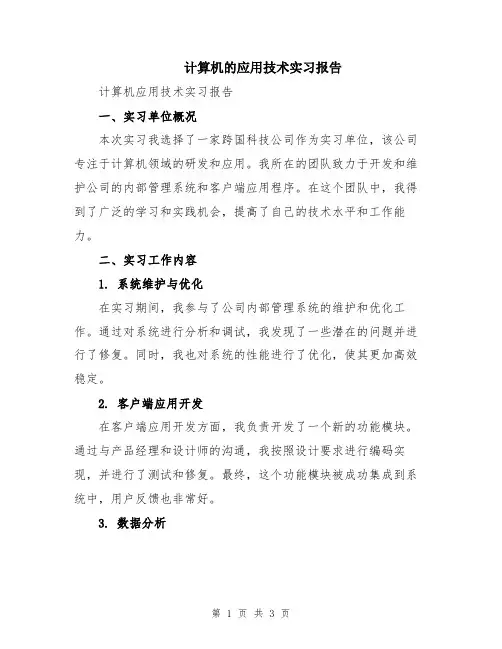计算机的应用技术实习报告