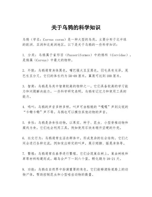 关于乌鸦的科学知识