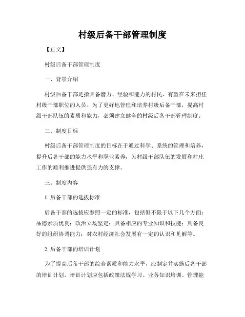 村级后备干部管理制度