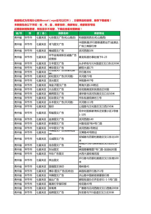 2020新版贵州省毕节市七星关区打印工商企业公司商家名录名单联系电话号码地址大全90家