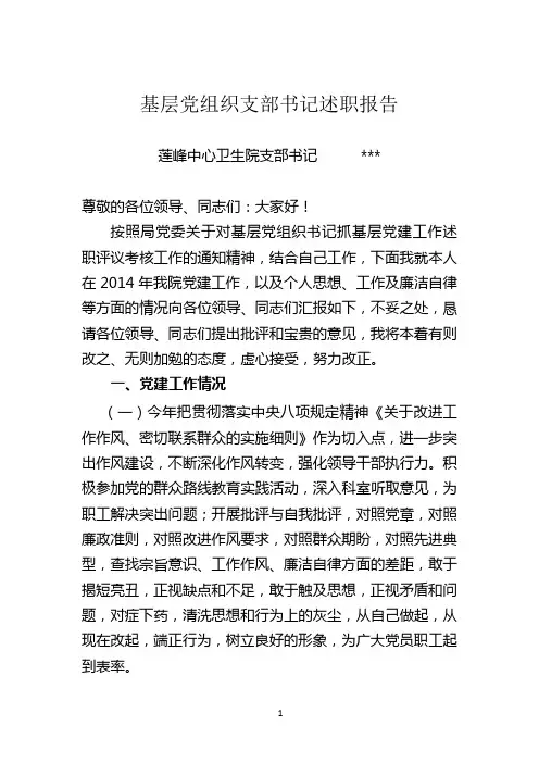 2014卫生院党支部书记述职报告_(2)
