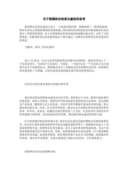 关于我国林业信息化建设的思考
