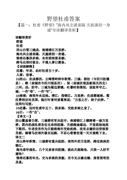 野望杜甫答案