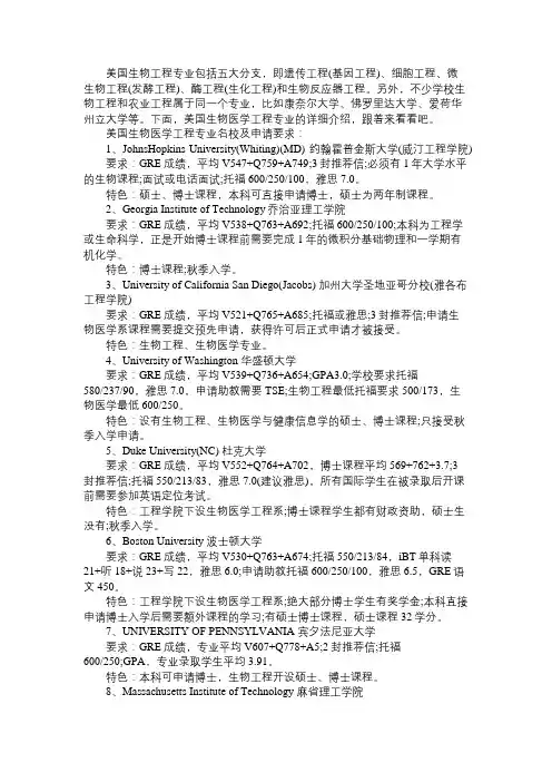 美国生物医学工程专业的详细介绍