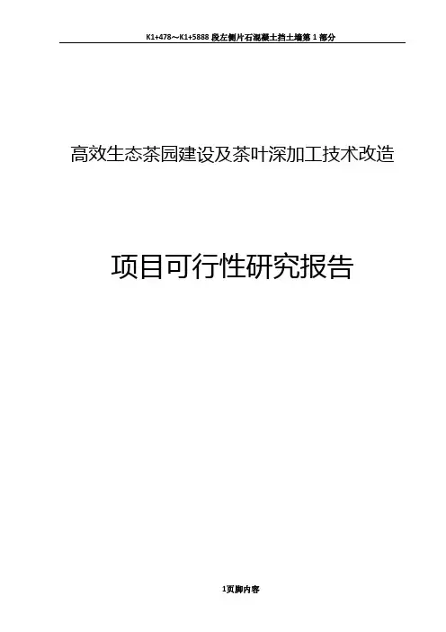 高效生态茶园建设及茶叶深加工技术改造项目可行性研究报告