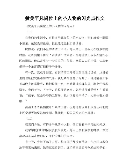 赞美平凡岗位上的小人物的闪光点作文