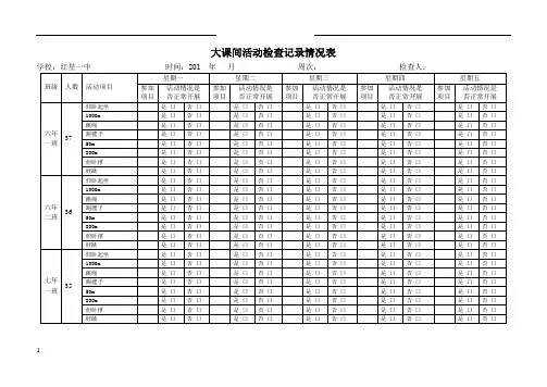 大课间活动检查记录情况表(完成版)