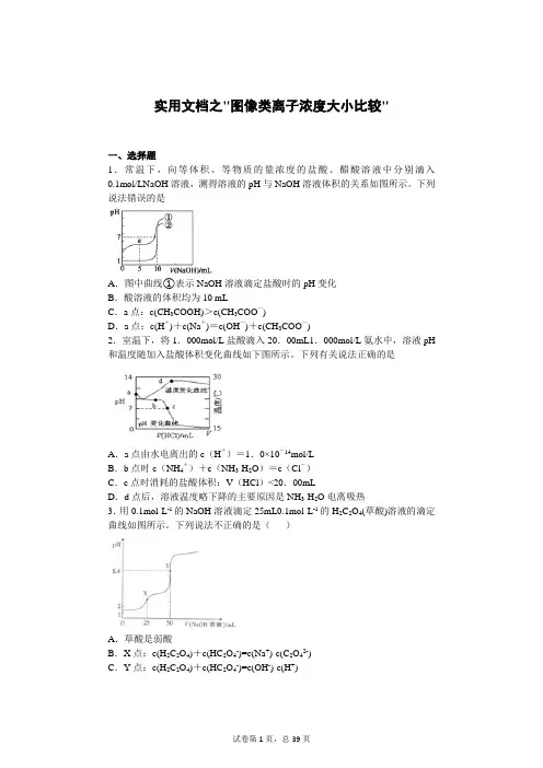 实用文档之图像类离子浓度大小比较(100题)