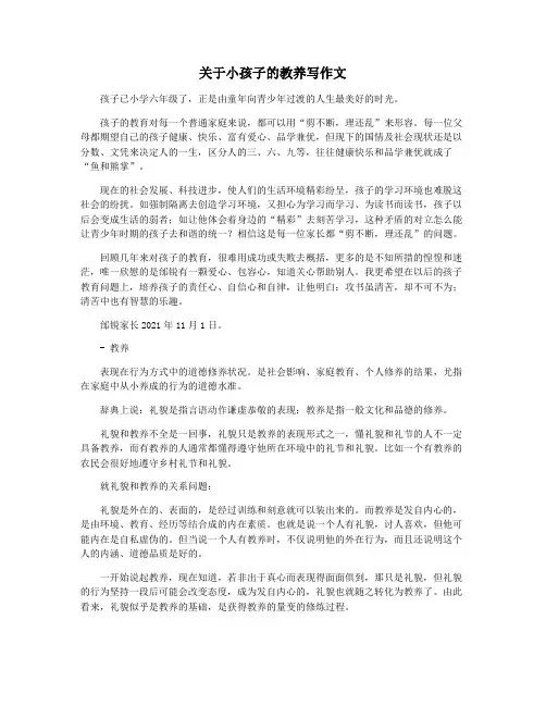关于小孩子的教养写作文