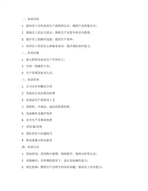 化妆品生产车间员工培训计划方案