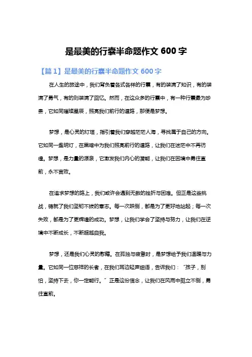 是最美的行囊半命题作文600字