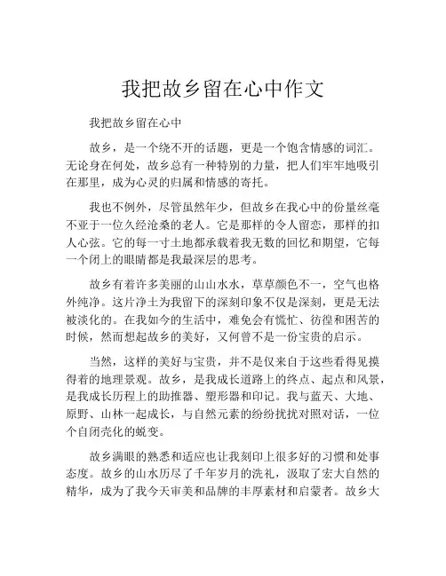我把故乡留在心中作文
