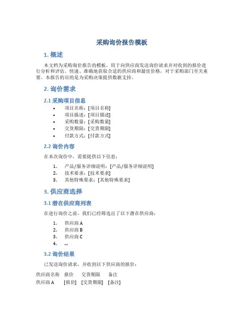 采购询价报告模板