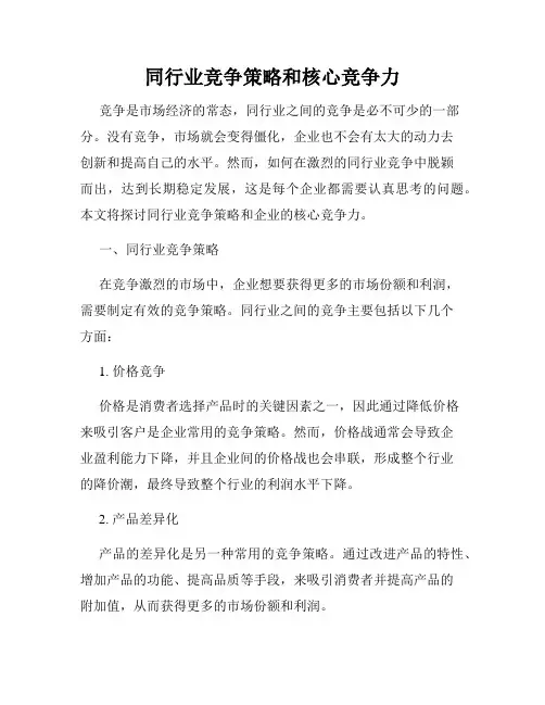 同行业竞争策略和核心竞争力