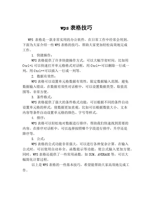 wps表格技巧