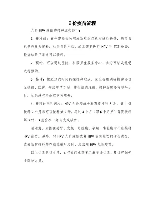 9价疫苗流程