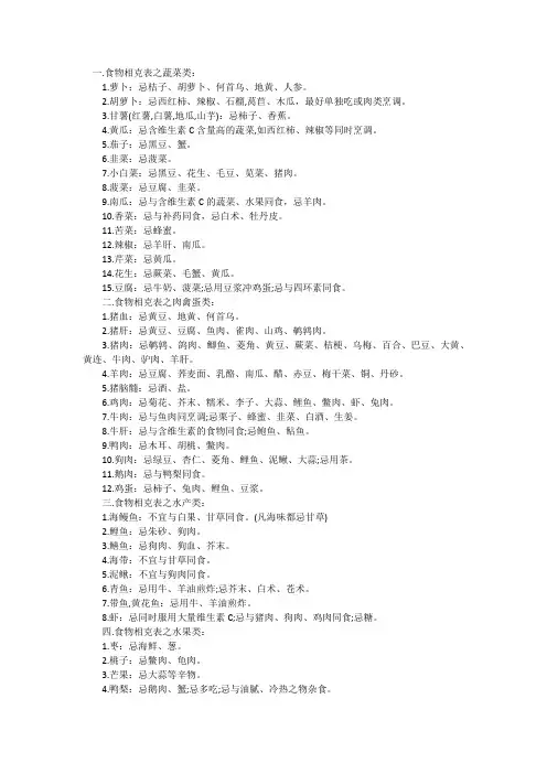 食物相克表