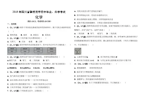2019 四川攀枝花中考化学真题解析