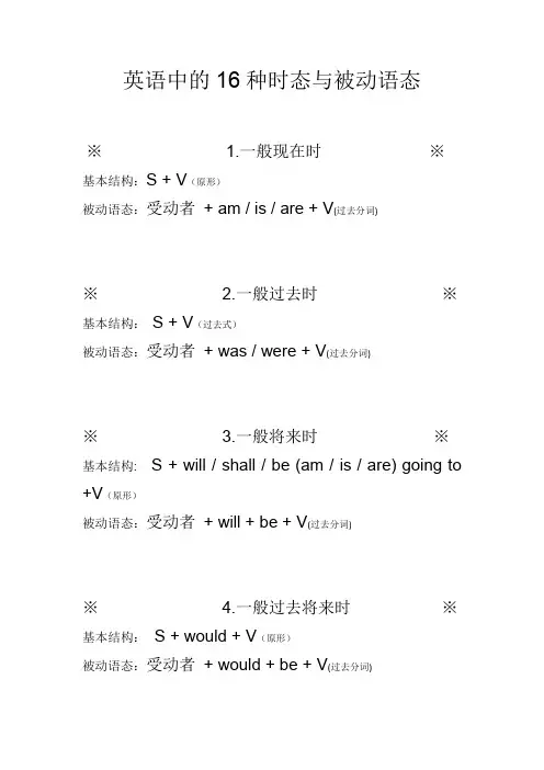 英语16种时态与被动语态
