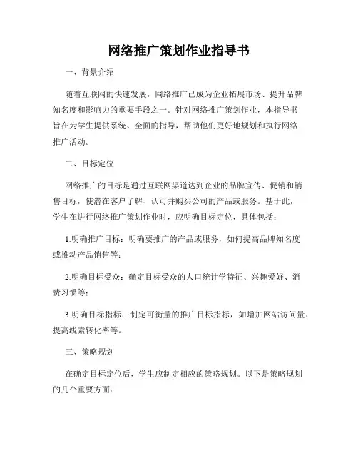 网络推广策划作业指导书