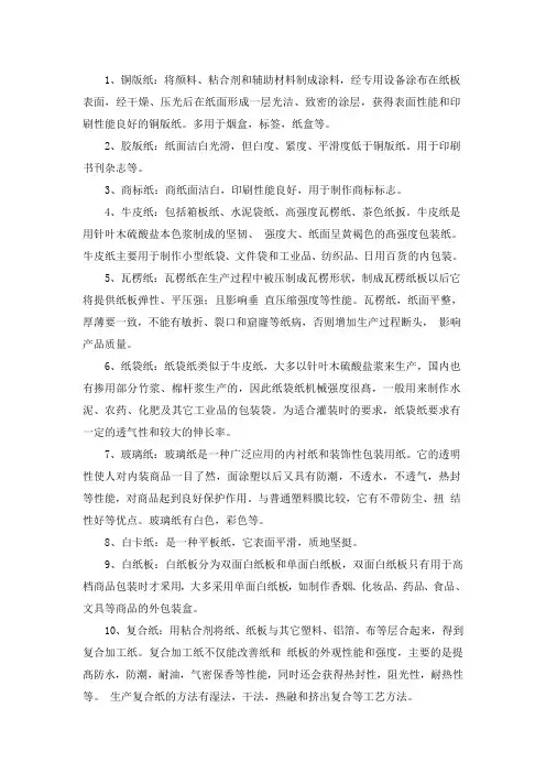 常规纸种简介