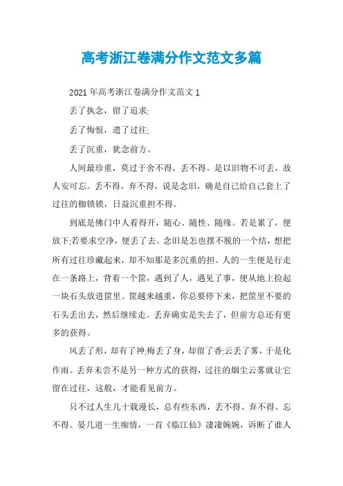 高考浙江卷满分作文范文多篇