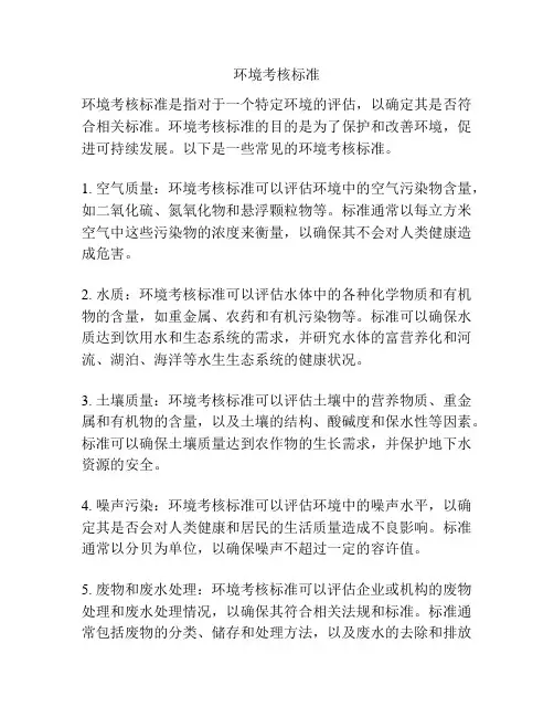 环境考核标准