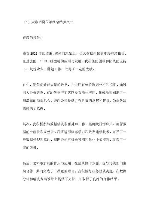 大数据岗位年终总结范文3篇