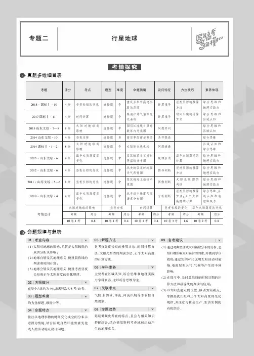 2020版高考地理一轮复习专题2行星地球第1讲地球的宇宙环境与圈层结构教师用书含解析