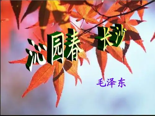 新人教版语文必修一课件：第一专题 沁园春·长沙(共17张PPT)