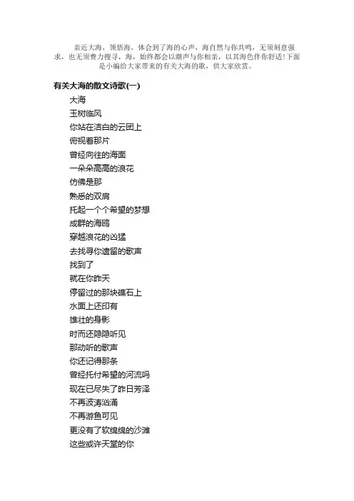 散文：有关大海的散文诗歌
