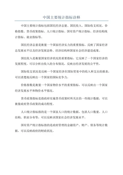 中国主要统计指标诠释