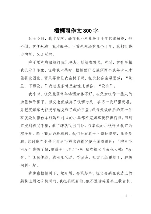 高二散文：梧桐雨作文800字