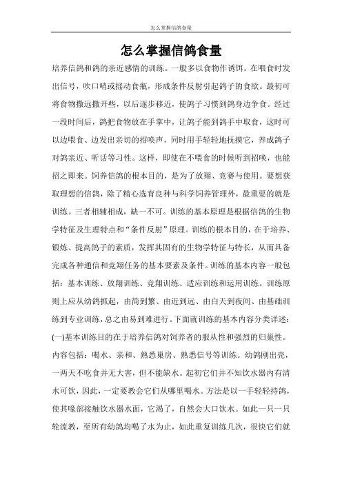 条据书信 怎么掌握信鸽食量