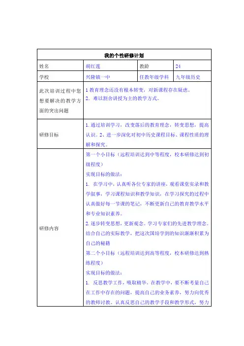 作业2 我的个性研修计划 (1)