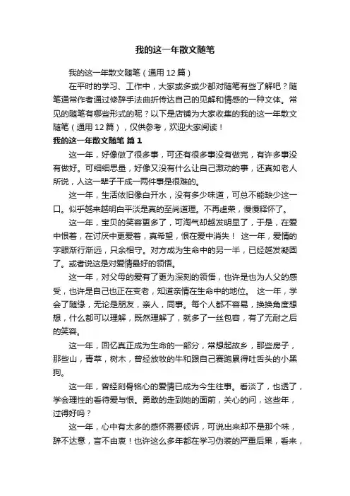 我的这一年散文随笔