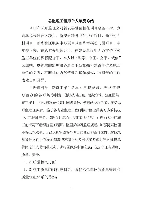 总监理工程师年度个人工作总结.doc