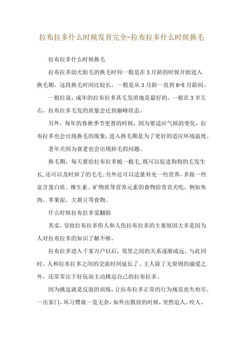 拉布拉多什么时候发育完全-拉布拉多什么时候换毛