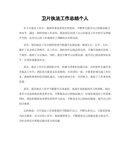 卫片执法工作总结个人
