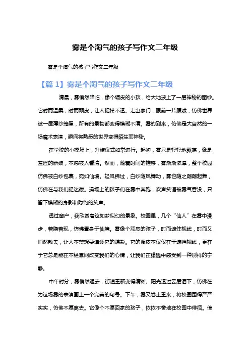 雾是个淘气的孩子写作文二年级