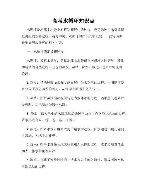 高考水循环知识点
