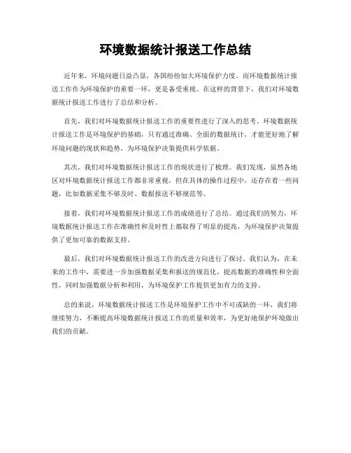 环境数据统计报送工作总结