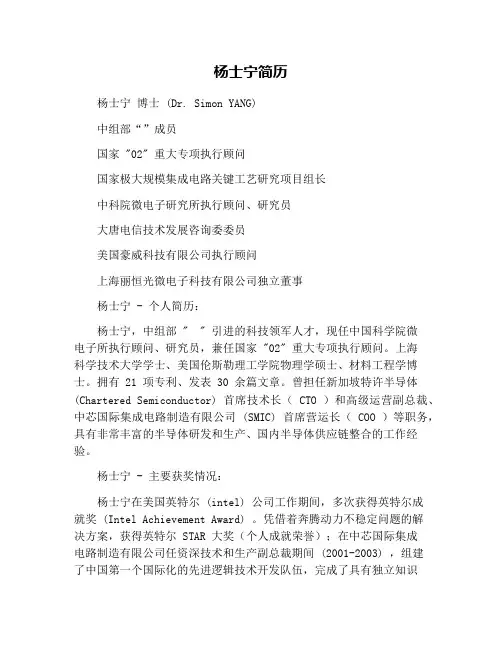 杨士宁简历