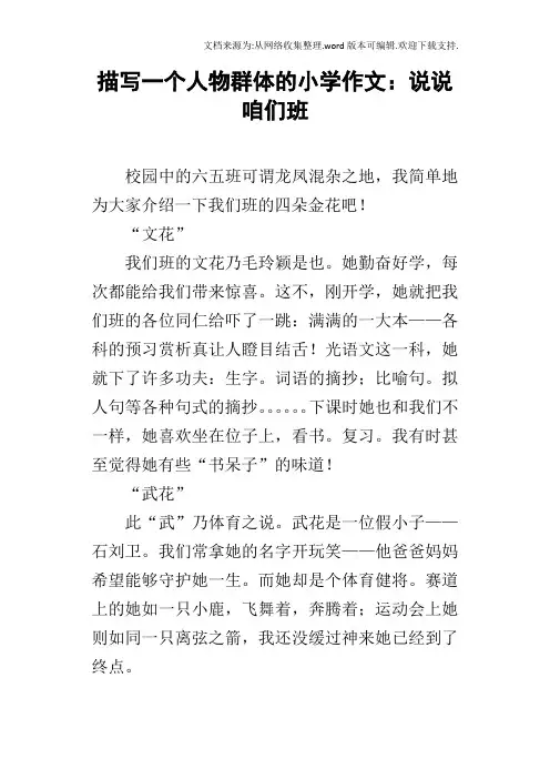 描写一个人物群体的小学作文：说说咱们班